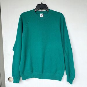 Vintage Jerzees Crewneck Sweatshirt XL Teal Made in USA Blank 80s 90s Y2K